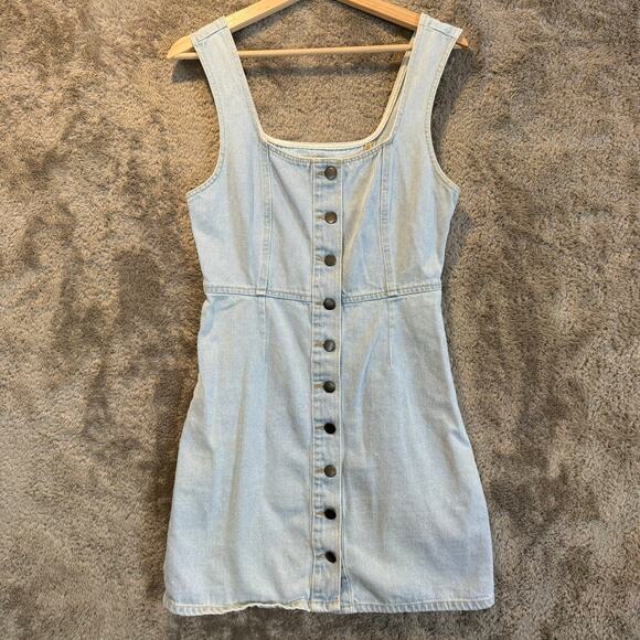 Urban Outfitters Denim Jean Button Down Jumper Dress 4 S Small - Picture 1 of 11